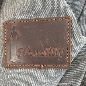 Gray Canvas Tote with Brown Leather Accents